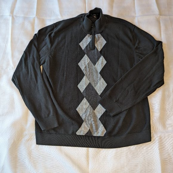 Alfani Mens‎ Sweater Quarter Zip In Black - Picture 1 of 4